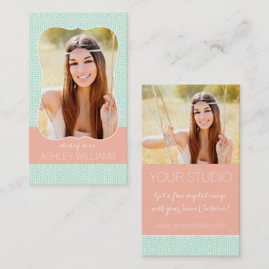 真新しいモモのギリシャ人の鍵年長Repのマーケティング コーリングカード (正面/裏面)