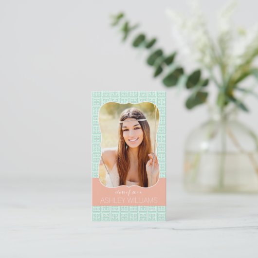 真新しいモモのギリシャ人の鍵年長Repのマーケティング コーリングカード (スタンド正面)