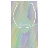 真新しいラベンダーの黄色のモノグラム スモールペーパーバッグ (裏面)