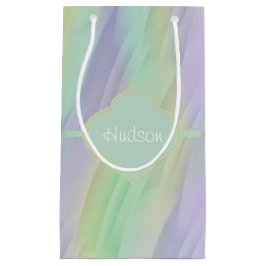 真新しいラベンダーの黄色のモノグラム スモールペーパーバッグ