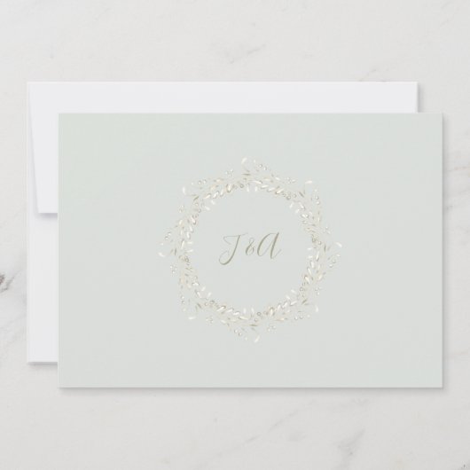 真新しいリハーサルの夕食のモダンでシンプルなリースの枝 招待状 (裏面)