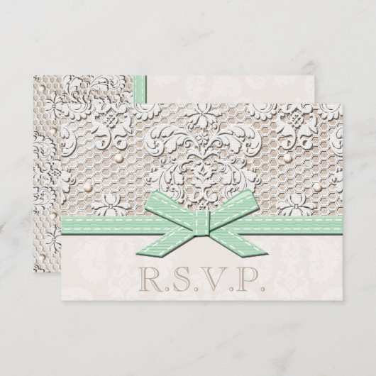 真新しいヴィンテージのレースRSVPの結婚式の応答カード 出欠カード (正面/裏面)