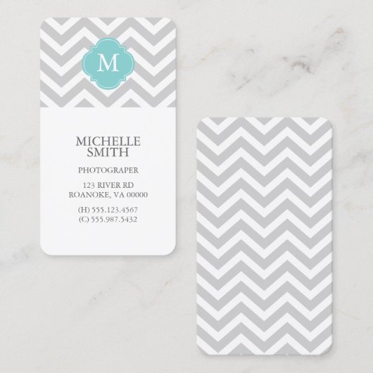 真新しい及び灰色のジグザグパターンのモノグラム 名刺 (正面/裏面)