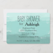 真新しい水彩画のグラデーションなベビーシャワー 招待状 (正面)