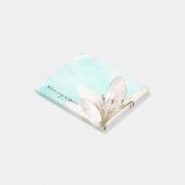 真新しい水彩画の白い花感動的なメッセージ ポストイット (アングル)