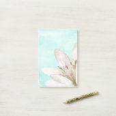 真新しい水彩画の白い花 ポストイット (デスク上)
