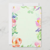 真新しい水彩画の花柄のブライダルシャワー 招待状 (裏面)