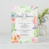 真新しい水彩画の花柄のブライダルシャワー 招待状 (スタンド正面)