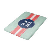 真新しい水玉模様パターン珊瑚の濃紺のモノグラムPi バスマット (アングル)