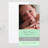 真新しい灰色はベビーシャワーの写真カード感謝していしています サンキューカード (正面/裏面)