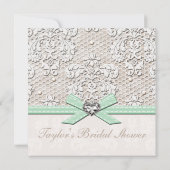 真新しい真珠のレースのダイヤモンドのブライダルシャワーの招待状 招待状 (裏面)