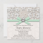 真新しい真珠のレースのダイヤモンドのブライダルシャワーの招待状 招待状 (正面)