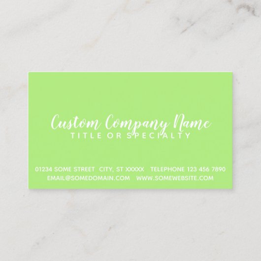 真新しい緑およびチョコレート打撃 名刺 (裏面)