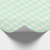 真新しい緑および白い格子縞の包装紙 ラッピングペーパー (角)