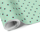真新しい緑および薄茶の水玉模様のデザイン ラッピングペーパー (ロールコーナー)