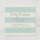 真新しい緑のアイボリーのストライプのエレガントな名刺 スクエア名刺 (裏面)