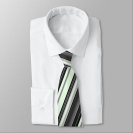 真新しい緑のギフトの黒いおよび灰色のストライブ柄 ネクタイ