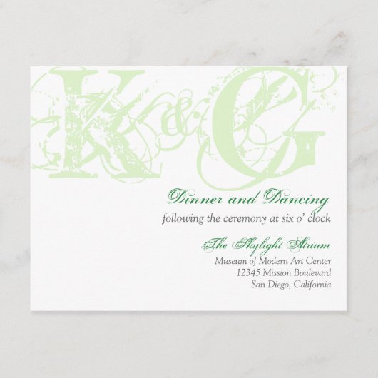 真新しい緑のグランジで動揺してな披露宴のエンクロージャ エンクロージャーカード (正面)