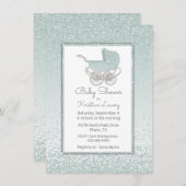 真新しい緑のグリッターのベビーシャワーの招待状 招待状 (正面/裏面)