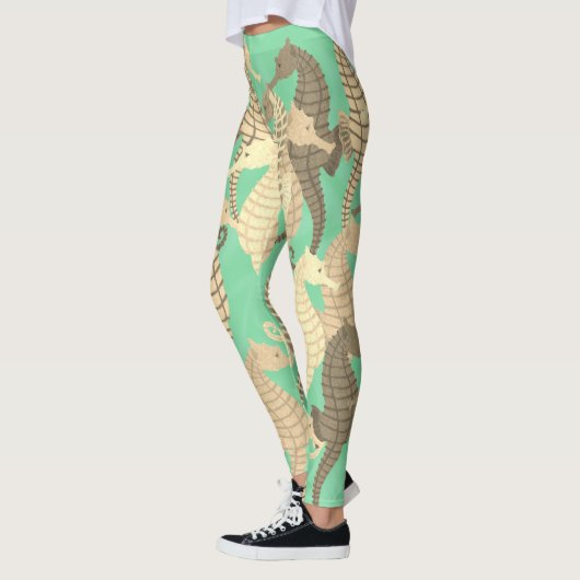 真新しい緑のタツノオトシゴ-レギンス レギンス (左)
