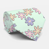 真新しい緑のパステル調の花 ネクタイ (ロール)