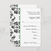 真新しい緑のパリのエッフェル塔RSVPの結婚式の招待状 出欠カード (正面/裏面)