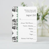 真新しい緑のパリのエッフェル塔RSVPの結婚式の招待状 出欠カード (スタンド正面)