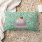 真新しい緑のフェイクな静かのグリッターのピンクのオーナメント ランバークッション (ブランケット)