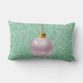 真新しい緑のフェイクな静かのグリッターのピンクのオーナメント ランバークッション (裏面)