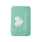 真新しい緑のヴィンテージの素朴なハートのバス・マットの敷物 バスマット (正面縦)