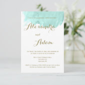 真新しい緑の水彩画のリハーサルの夕食の招待状 招待状 (スタンド正面)