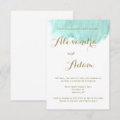 真新しい緑の水彩画のリハーサルの夕食の招待状 招待状 (正面/裏面)