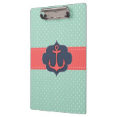 真新しい緑の水玉模様の珊瑚のピンクのいかり クリップボード (左)