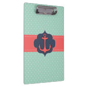 真新しい緑の水玉模様の珊瑚のピンクのいかり クリップボード (右)