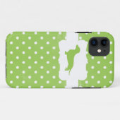 真新しい緑の水玉模様w/Dachshund Case-Mate iPhoneケース (裏面(横))