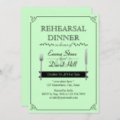真新しい緑の結婚式のリハーサルの夕食の招待状 招待状 (正面/裏面)