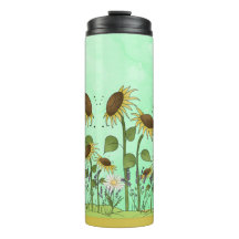 真新しい緑の金ゴールドの夏のヒマワリのイラストレーション