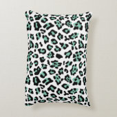 真新しい緑の黒いヒョウのアニマルプリントパターン アクセントクッション (裏面(縦))