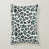 真新しい緑の黒いヒョウのアニマルプリントパターン アクセントクッション (正面(垂直))