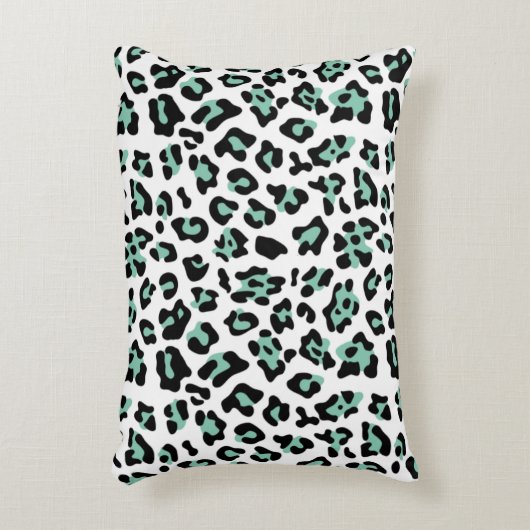 真新しい緑の黒いヒョウのアニマルプリントパターン アクセントクッション (正面(垂直))