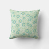 真新しい緑及びティール(緑がかった色)の青い渦巻 クッション (裏面)