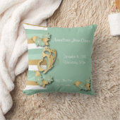 真新しい緑及び金ゴールドはベビーのための蝶と縞で飾ります クッション (ブランケット)