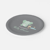 真新しい緑象の小さい鳥のベビーシャワー ペーパープレート (アングル)