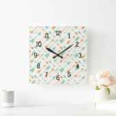 真新しい金ゴールドの種族のアステカな矢パターン時計 スクエア壁時計 (ホーム)