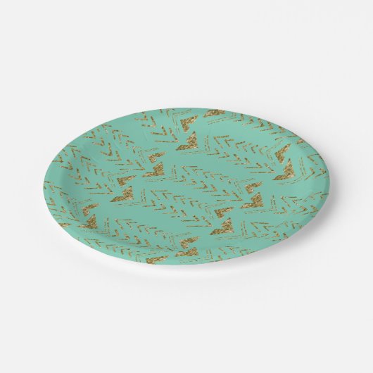 真新しい金ゴールドの魅力的な水彩画の矢 ペーパープレート (アングル)