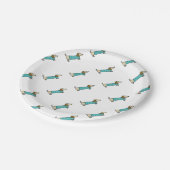 真新しい青のかわいいダックスフント ペーパープレート (アングル)