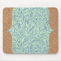 真新しい青緑のヴィンテージScrollwork + バーラップのデザイン