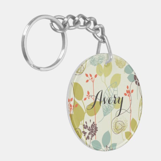 真新しいnのオリーブ色の自然パターン(の模様が)あるな一流のKeychain キーホルダー (正面左)