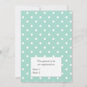 真新しく及び白い水玉模様のカップルのベビーシャワー 招待状 (裏面)
