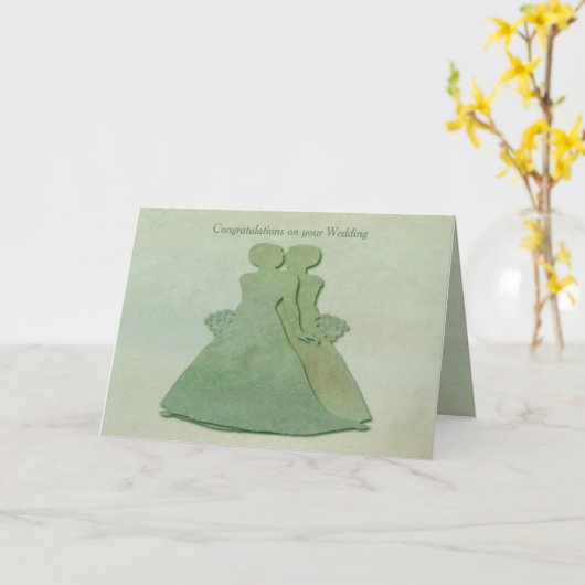 真新しく素朴な結婚式のおめでとうカードレズビアンの花嫁 カード (黄色い花)